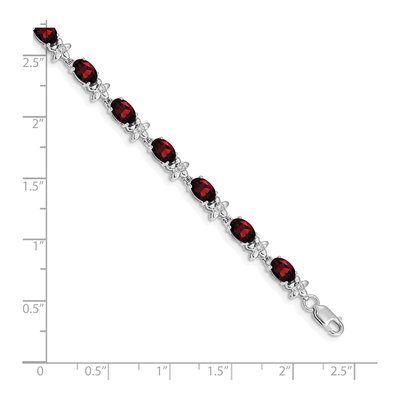 14K White Gold 0.11 ct tw Garnet & Diamond Floral Bracelet – view 4