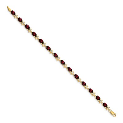14K Yellow Gold 0.11 ct tw Garnet & Diamond Floral 7-Inch Bracelet – view 2