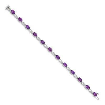 14K White Gold Amethyst & Diamond Oval Fancy Link Bracelet – view 2