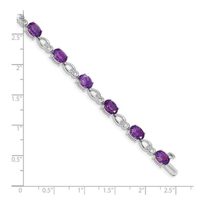 14K White Gold Amethyst & Diamond Oval Fancy Link Bracelet – view 4