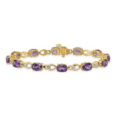 14K Yellow Gold Amethyst & Diamond Link Bracelet – view 3