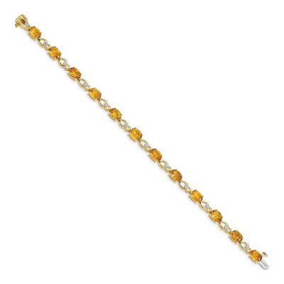 14K Yellow Gold Citrine & Diamond Oval Fancy Link Bracelet – view 2