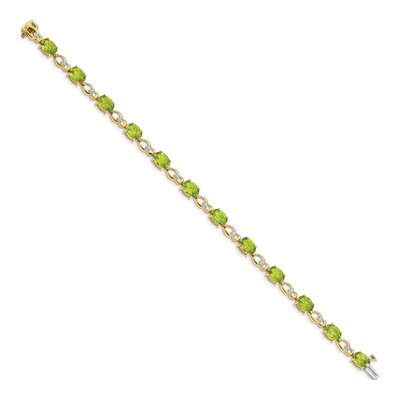 14K Yellow Gold Peridot & Diamond Fancy Link Bracelet – view 2