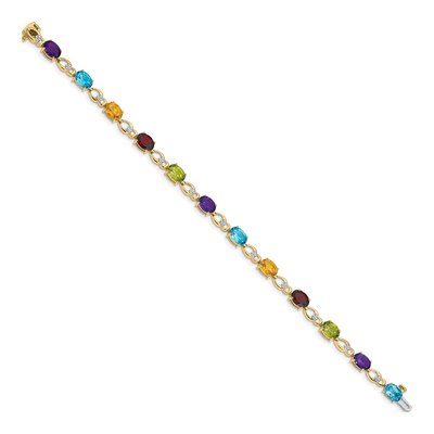 14K Yellow Gold Swiss Blue Topaz & Citrine Multi-Gemstone Rainbow Bracelet – view 2