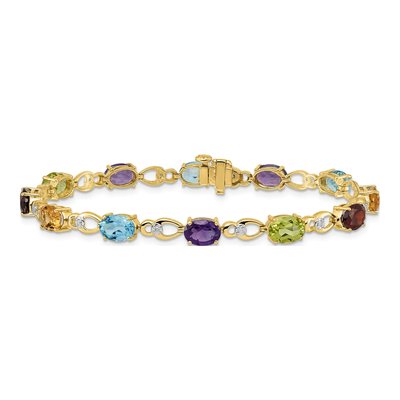 14K Yellow Gold Swiss Blue Topaz & Citrine Multi-Gemstone Rainbow Bracelet – view 3