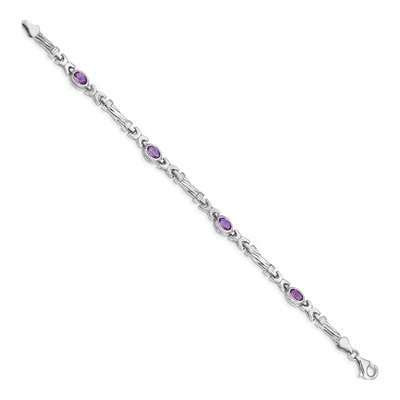 10K White Gold Amethyst 4-Stone Bracelet – view 2