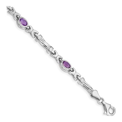 10K White Gold Amethyst 4-Stone Bracelet