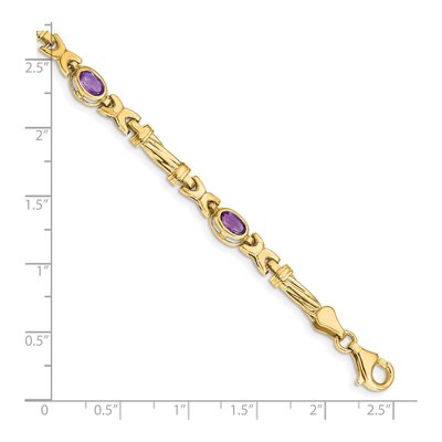 10K Yellow Gold Amethyst Oval 4-Stone Bezel Bracelet – view 3