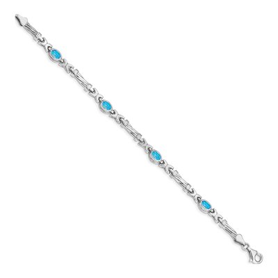 10K White Gold Swiss Blue Topaz 4-Stone Bracelet – view 2