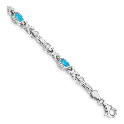 10K White Gold Swiss Blue Topaz 4-Stone Bracelet