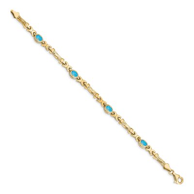 10K Yellow Gold Swiss Blue Topaz 4-Stone Bracelet – view 2