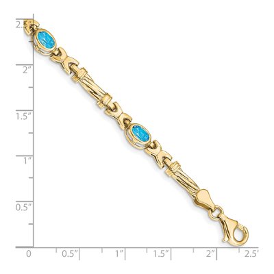 10K Yellow Gold Swiss Blue Topaz 4-Stone Bracelet – view 3