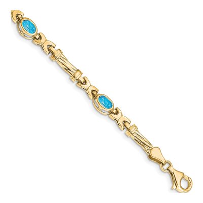 10K Yellow Gold Swiss Blue Topaz 4-Stone Bracelet