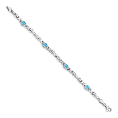 14K White Gold Swiss Blue Topaz Bracelet – view 3
