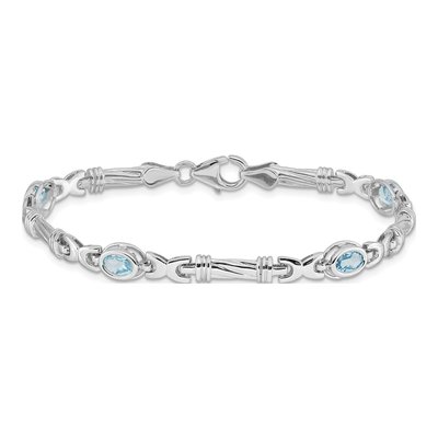 14K White Gold Swiss Blue Topaz Bracelet – view 4