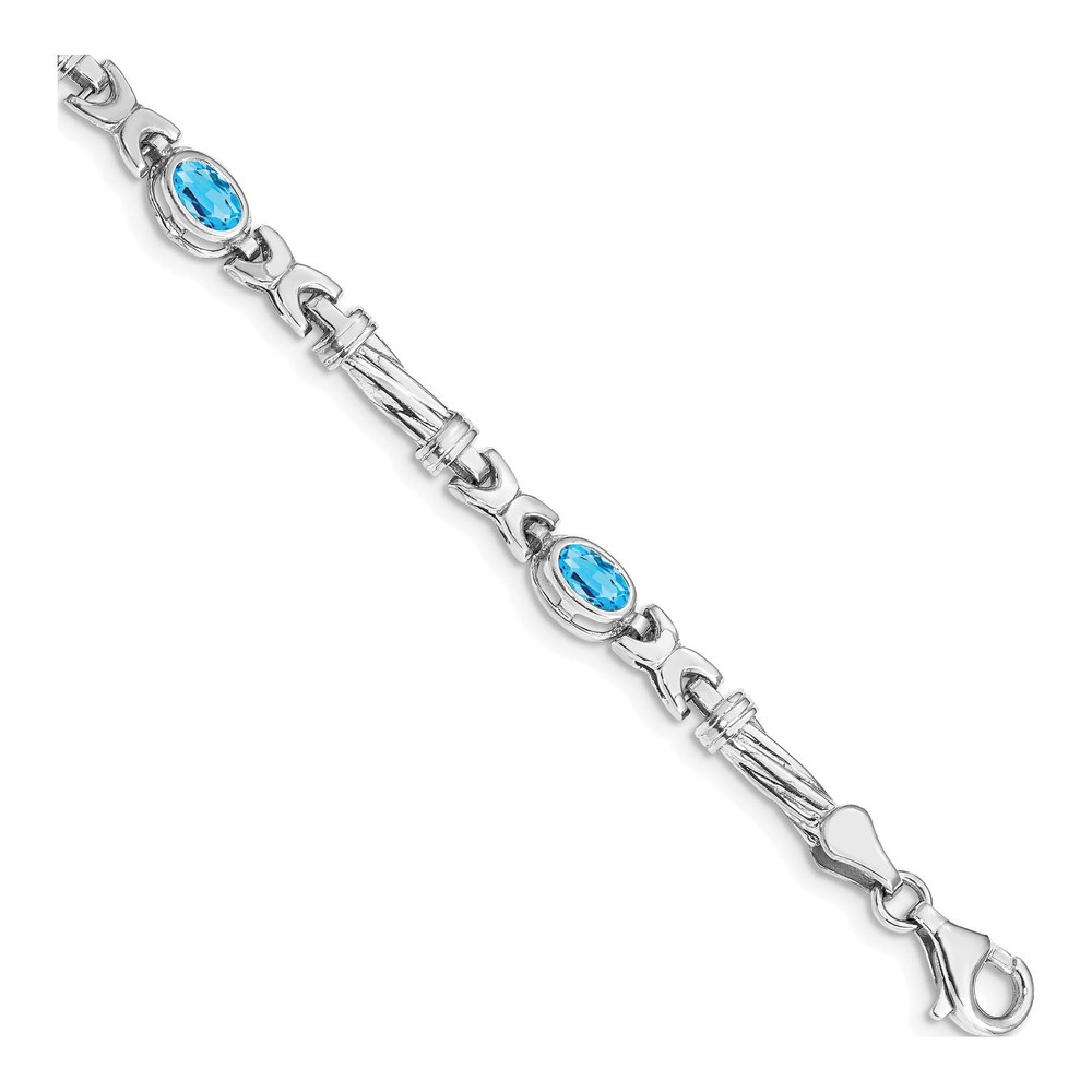 14K White Gold Swiss Blue Topaz Bracelet