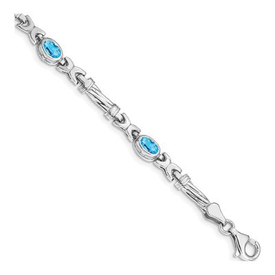 14K White Gold Swiss Blue Topaz Bracelet