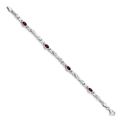 10K White Gold Garnet Oval 4-Stone Bracelet – view 2