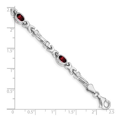 10K White Gold Garnet Oval 4-Stone Bracelet – view 3