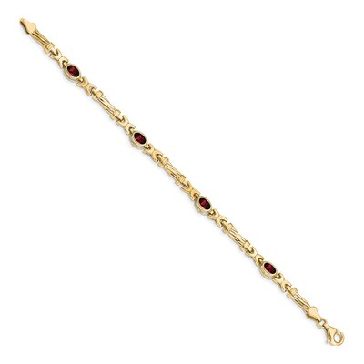 10K Yellow Gold Garnet Oval 4-Stone Bracelet – view 2