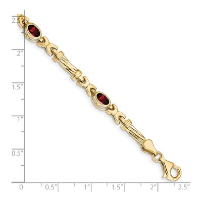 10K Yellow Gold Garnet Oval 4-Stone Bracelet – view 3