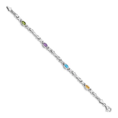 14K White Gold Citrine & Amethyst Rainbow Link Bracelet – view 2