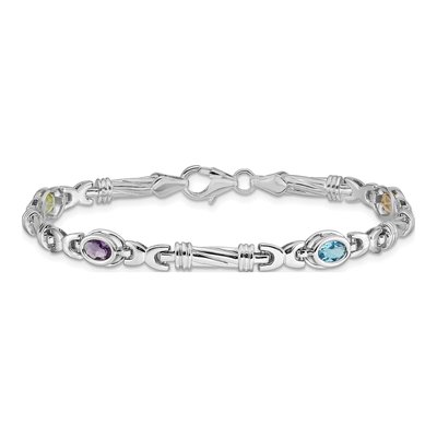14K White Gold Citrine & Amethyst Rainbow Link Bracelet – view 3