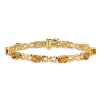 14K Yellow Gold Citrine Oval Bracelet – view 3
