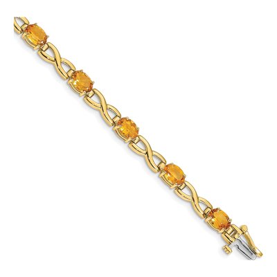 14K Yellow Gold Citrine Oval Bracelet