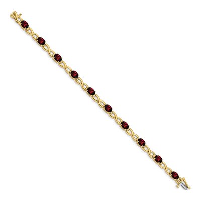 14K Yellow Gold Garnet Oval Infinity Link Bracelet – view 2