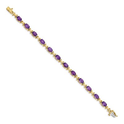 14K Yellow Gold Amethyst Oval X-Design Bracelet – view 2