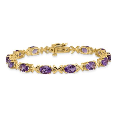 14K Yellow Gold Amethyst Oval X-Design Bracelet – view 3