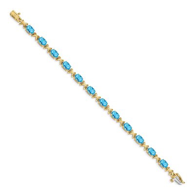 14K Yellow Gold Swiss Blue Topaz X-Design Bracelet – view 2