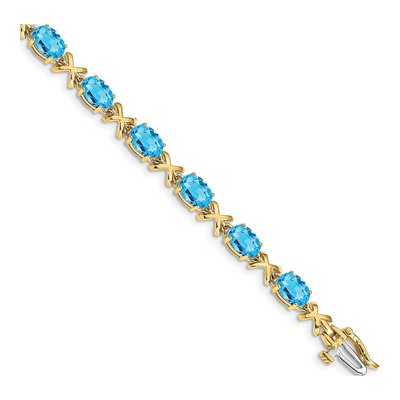14K Yellow Gold Swiss Blue Topaz X-Design Bracelet