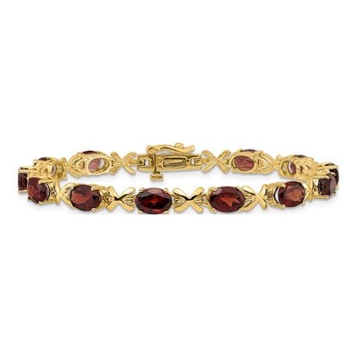 14K Yellow Gold Garnet Oval X-Design Bracelet – view 3