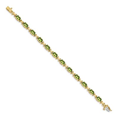 14K Yellow Gold Peridot Oval X-Design Bracelet – view 2