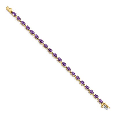 14K Yellow Gold Amethyst Oval Bracelet – view 2