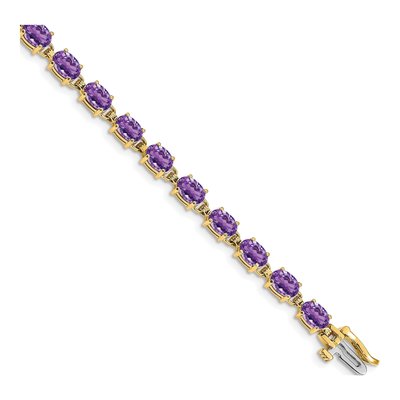 14K Yellow Gold Amethyst Oval Bracelet