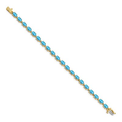 14K Yellow Gold Swiss Blue Topaz Oval Bracelet – view 2
