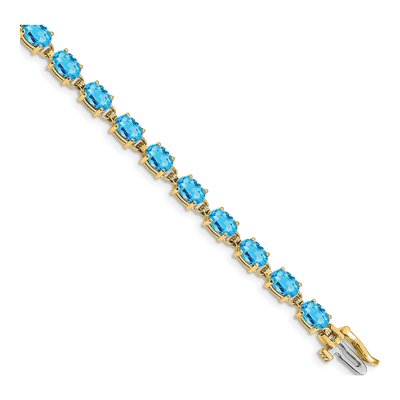 14K Yellow Gold Swiss Blue Topaz Oval Bracelet