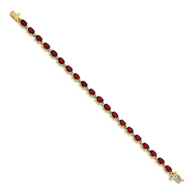 14K Yellow Gold Garnet Oval Tennis Bracelet – view 2