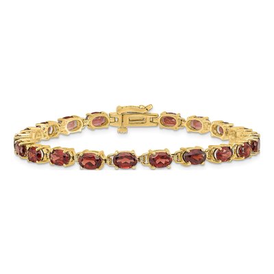 14K Yellow Gold Garnet Oval Tennis Bracelet – view 3