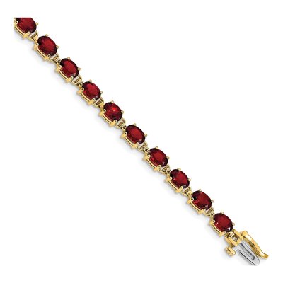 14K Yellow Gold Garnet Oval Tennis Bracelet