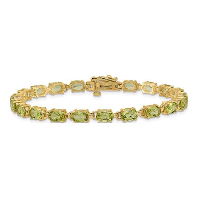 14K Yellow Gold Peridot Oval Bracelet – view 3