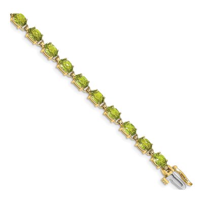 14K Yellow Gold Peridot Oval Bracelet