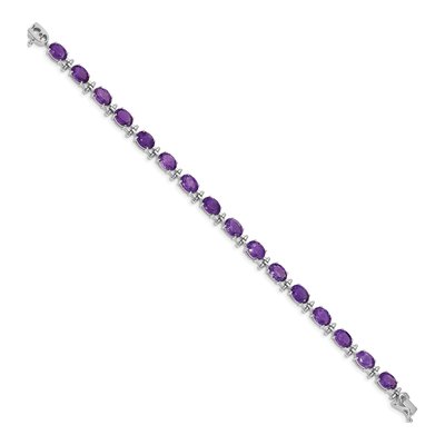 14K White Gold Amethyst Oval 7-inch Bracelet – view 2