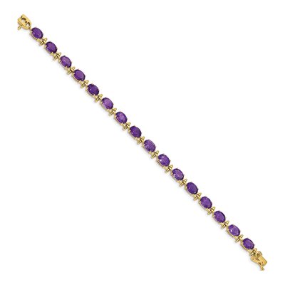 14K Yellow Gold Amethyst Oval Bracelet – view 2
