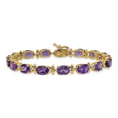14K Yellow Gold Amethyst Oval Bracelet – view 3