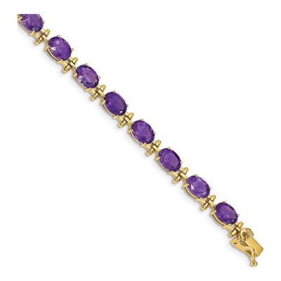 14K Yellow Gold Amethyst Oval Bracelet