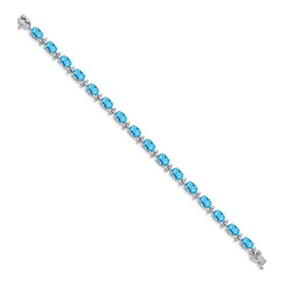 14K White Gold Swiss Blue Topaz 7-inch Bracelet – view 2